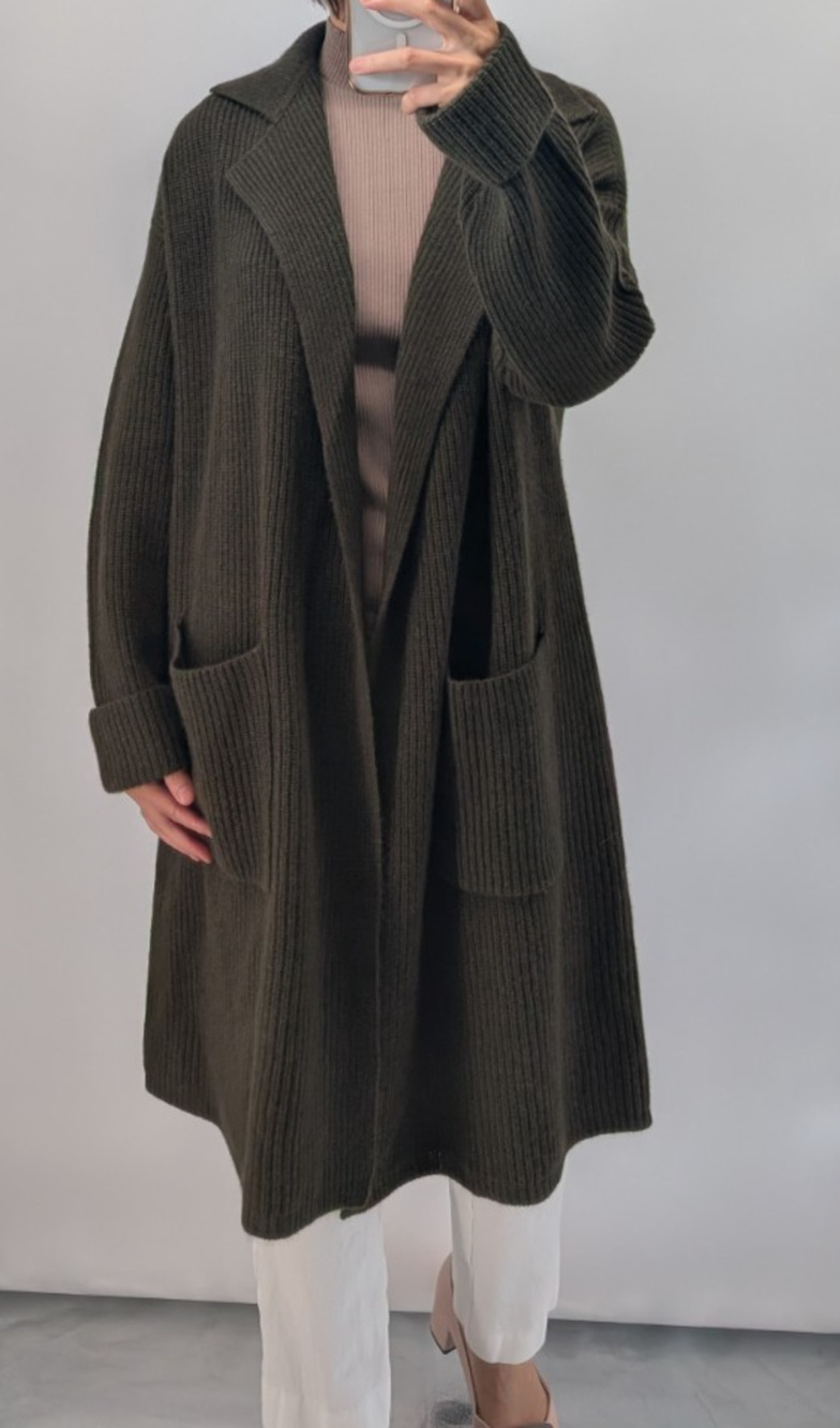 NWT The Cashmere Project Cashmere Shaker Overcoat Sz S Earth Green #9K607